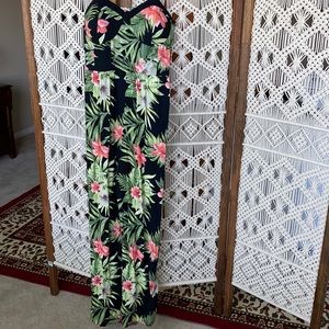 Xhileration floral wide leg maxi jumpsuit